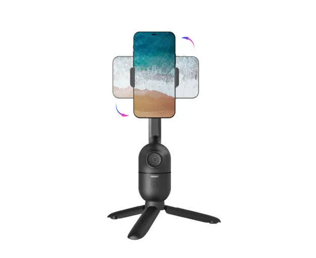 Black foldable PTZ phone bracket with tripod for face-following live streaming