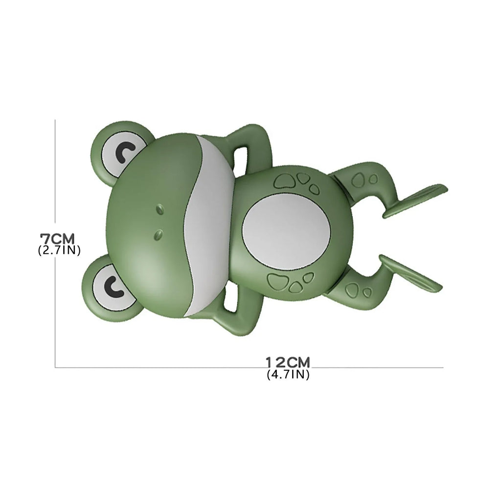 Little Frog wind-up floating bath toy for babies, ABS clockwork water toy in blue, red or green, 14x10cm