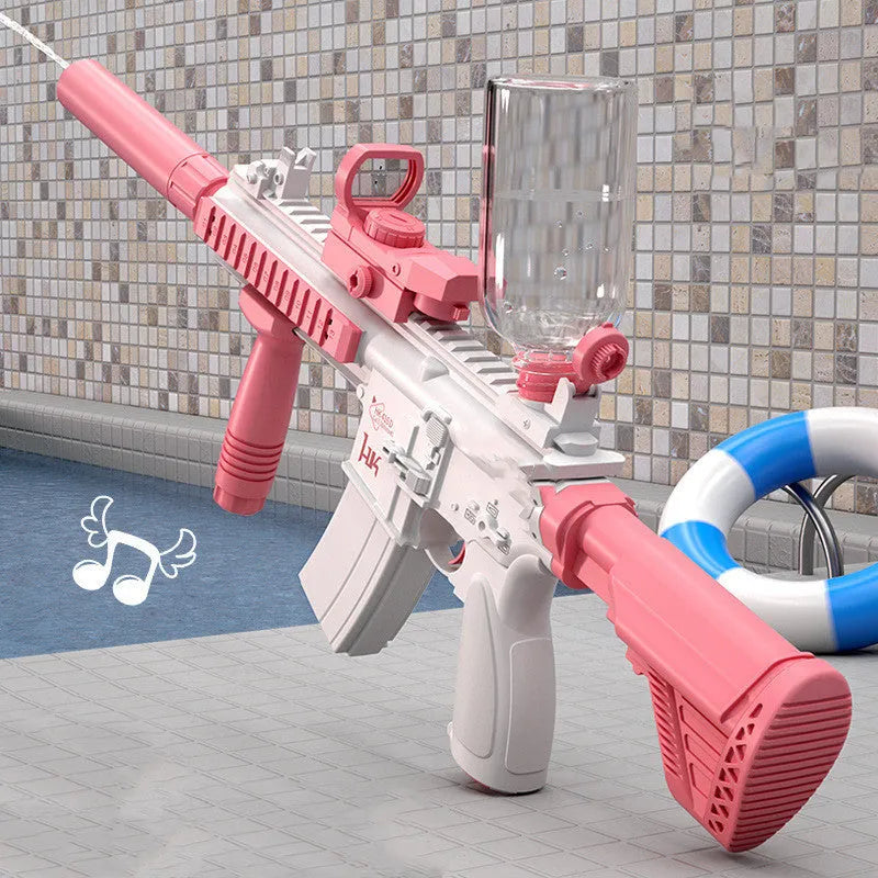 Blue automatic electric water gun with USB charging port for summer water fights