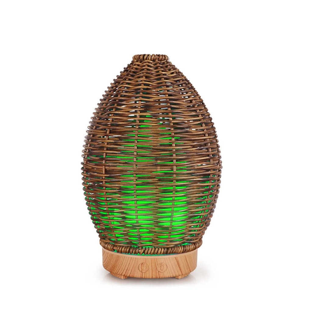 Light wood grain hollow rattan aroma diffuser with UK plug for essential oils