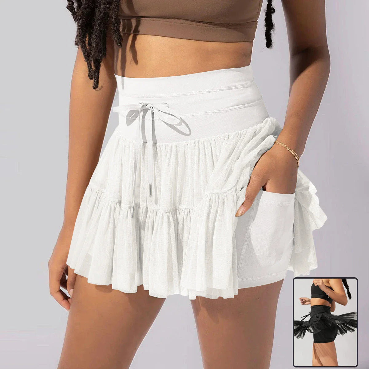 High-Waist Pleated Skirt with Lace-up Design - Stylish and Comfortable Women's Clothing