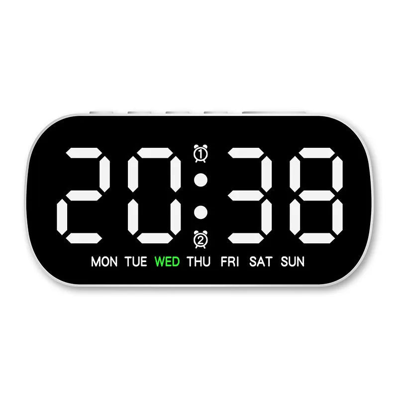 Electronic clock simple multi-purpose alarm clock LED digital plastic shell 10mm white colour