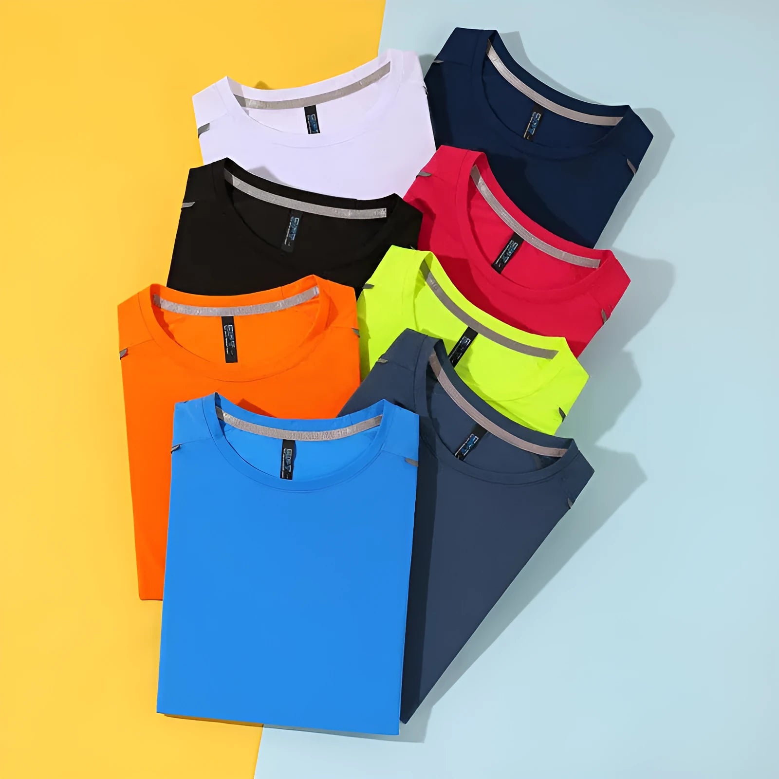 Round neck ice silk quick-dry short sleeve T-shirt for sports in multiple colours.