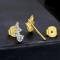 Geometric moissanite stud earrings in 925 silver with bubble design gold finish