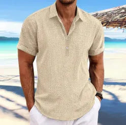 Men's light grey cotton blend lapel cardigan with long sleeves and loose fit for business casual wear