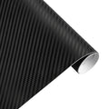 3D carbon fibre car sticker roll in black with textured pattern on a white background