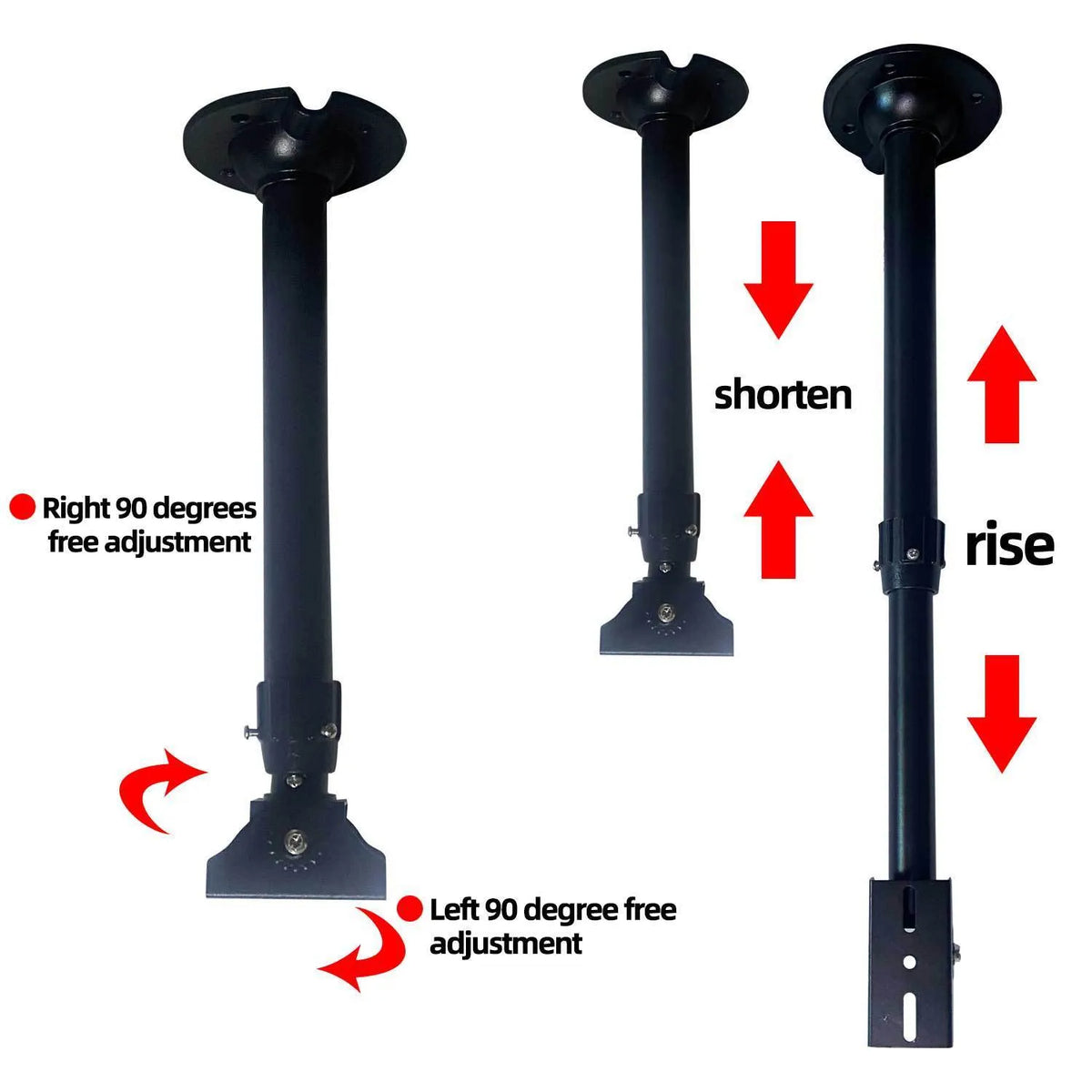 Black metal desktop stand bracket for holographic 3D projection fan advertising player, assembled