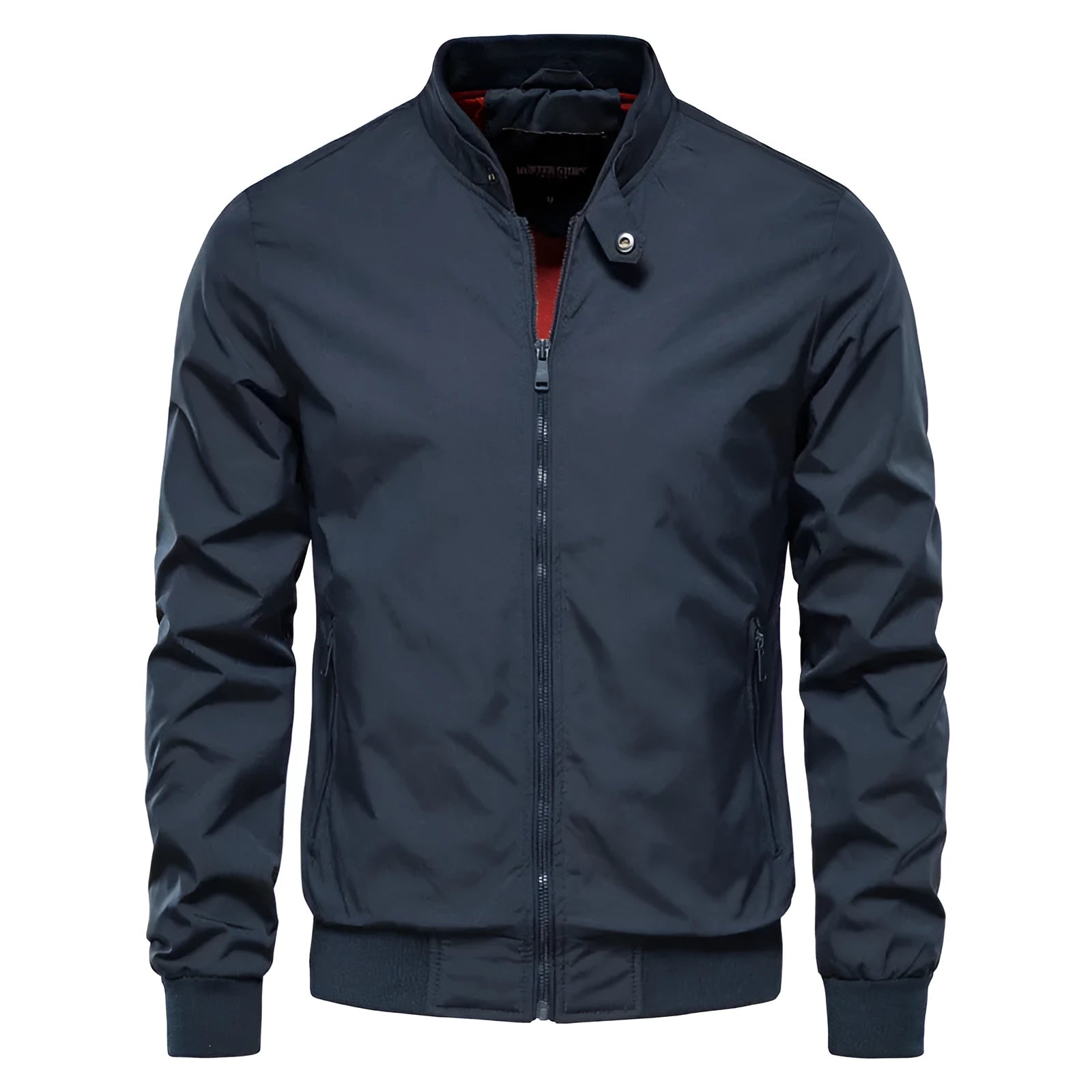 Men's thin casual jacket in army green colour showing lightweight polyester construction and simple design