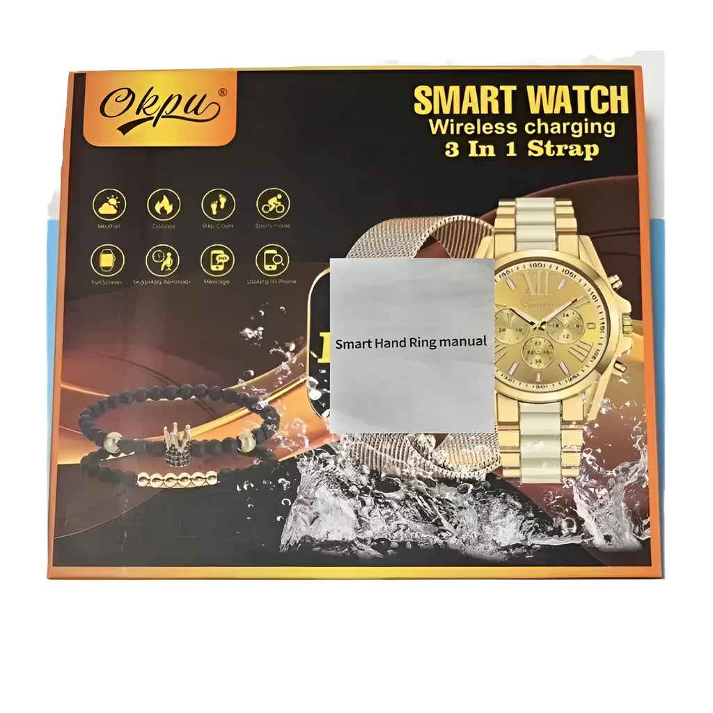 D68 Smart Watch in Black and Gold with TFT screen, health monitoring and Bluetooth calling features