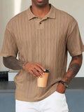 Retro button lapel short sleeve t-shirt in a cotton blend fabric, shown in army green colour