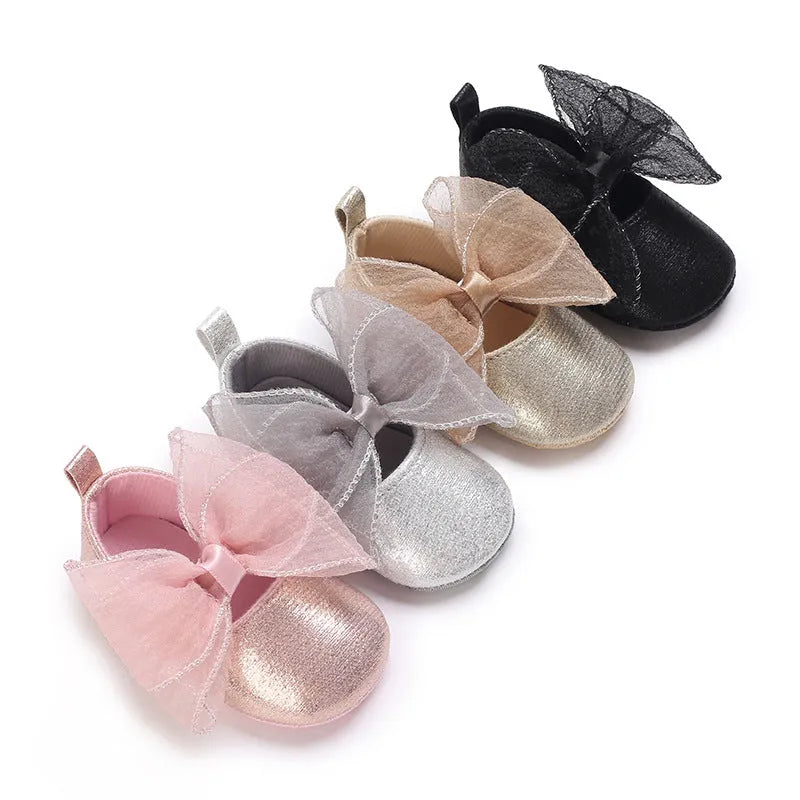 Baby toddler Princess shoes with artificial PU upper and Velcro fastening, 11cm to 13cm, in black gold silver or pink