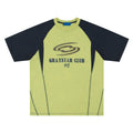 Blue hip hop letter print men's cotton t-shirt with raglan sleeves on hanger