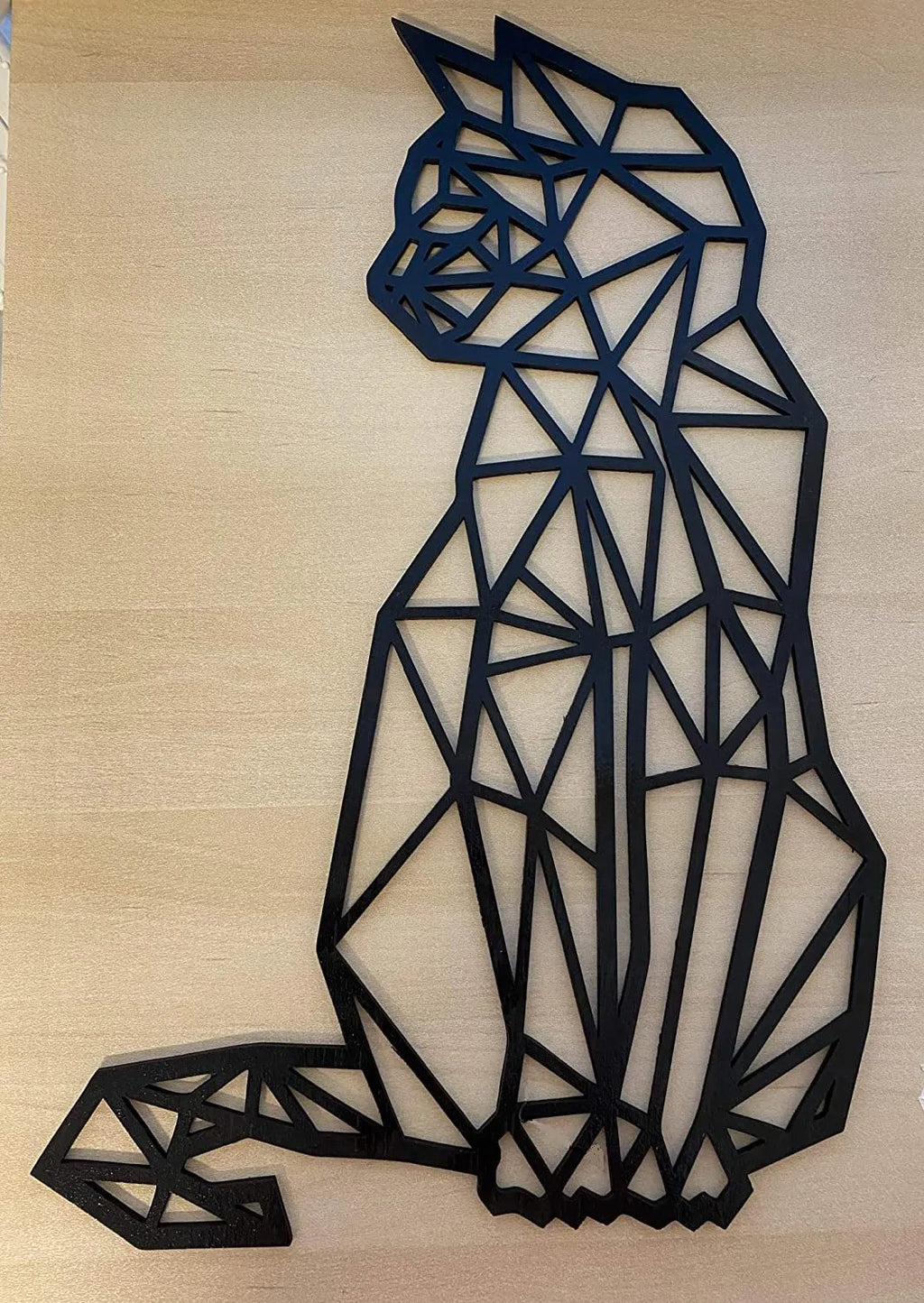 Black carved metal wall art cat silhouette laser engraved on galvanised iron 46x30cm