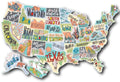 Travel car sticker set with map letters and white background for vehicle window or body decoration