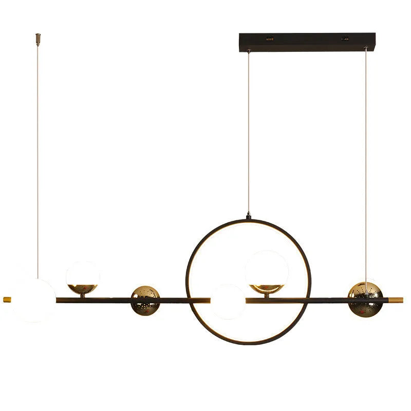 Nordic creative long chandelier 112cm width 6-light iron acrylic silica gel ceiling light for dining room