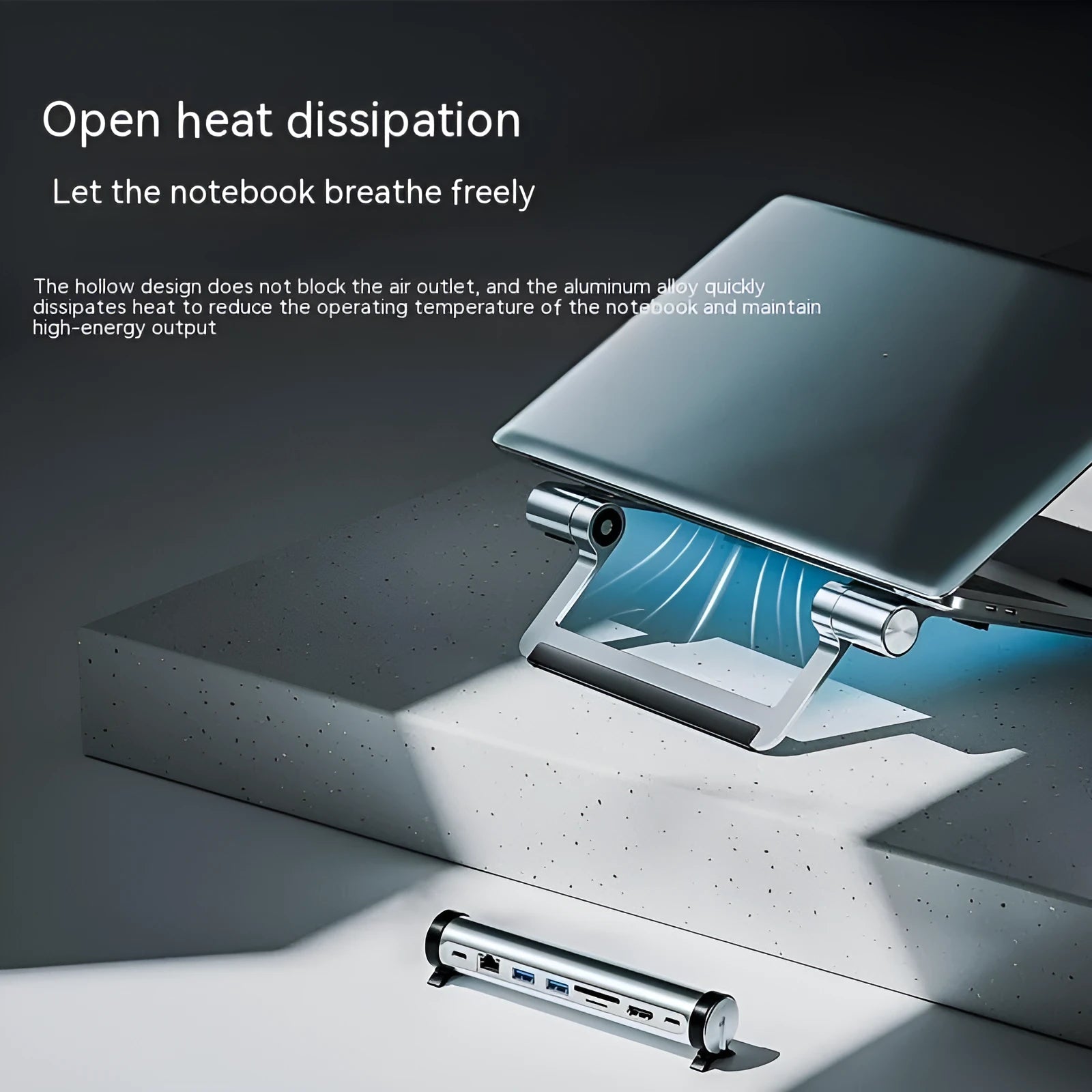 Notebook docking station bracket converter showing USB 3.0 ports and desktop mount design
