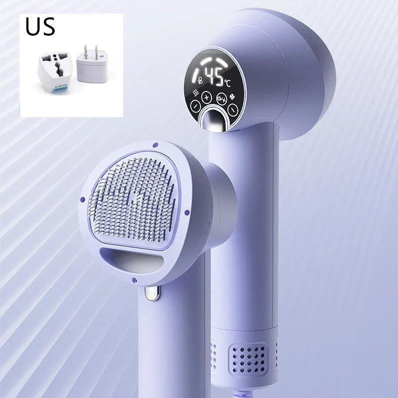 Powerful pet hair dryer with dual heat and speed settings for efficient and gentle grooming of dogs and cats