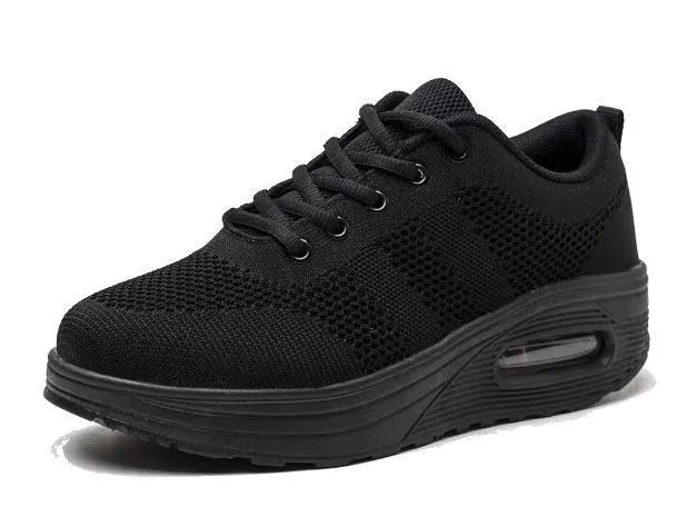 Women's solid colour platform casual shoes with flyknit upper and air cushion sole