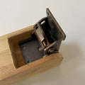 Adjustable 0-90 degree invisible self-locking furniture corner hinge in various electroplated finishes.