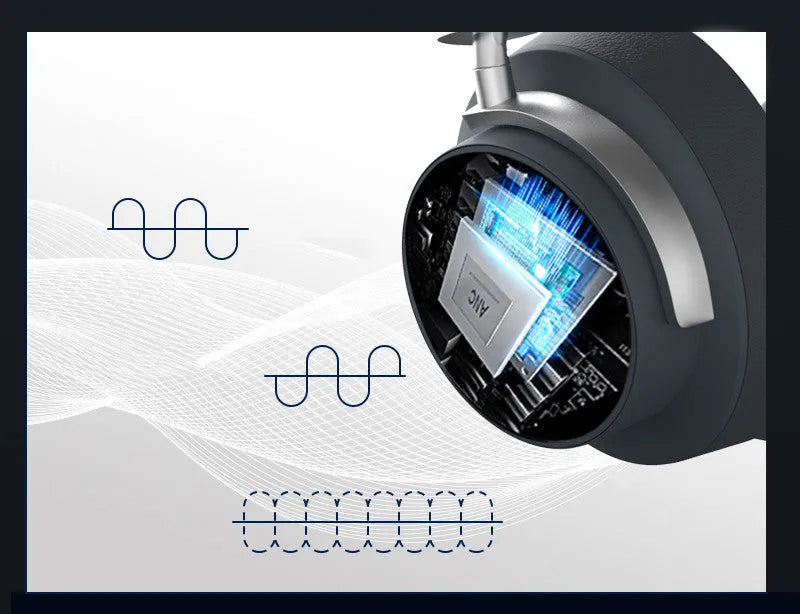 Grey wireless Bluetooth sports headset with head-mounted design showing ear cushions and adjustable headband