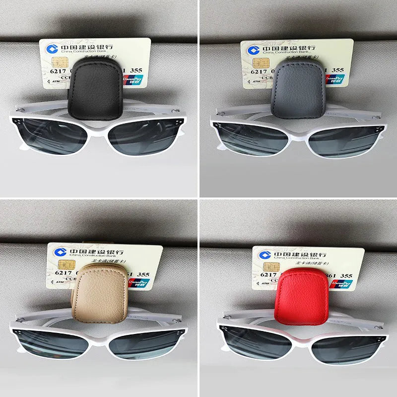 PU leather car sunglasses holder clip for universal glasses storage in four colour options