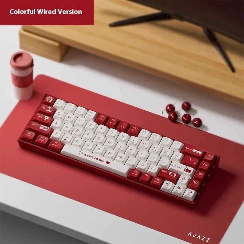 AJAZZ AK680 wired hot-swappable mechanical gaming keyboard in red and white colour scheme.