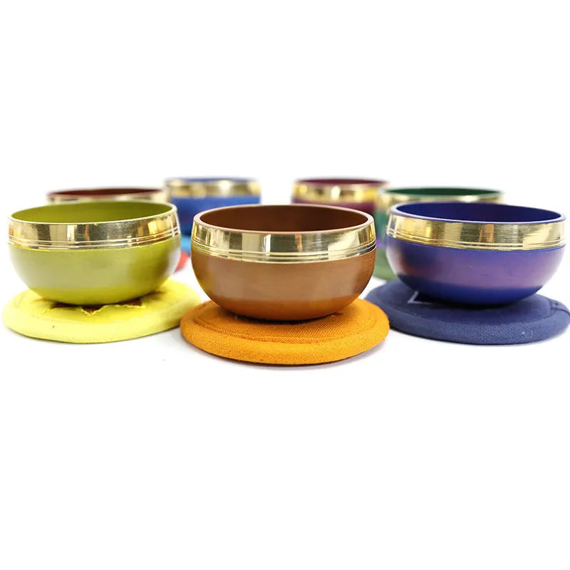 Handmade colourful Himalaya singing bowl measuring 7.8cm for meditation and yoga