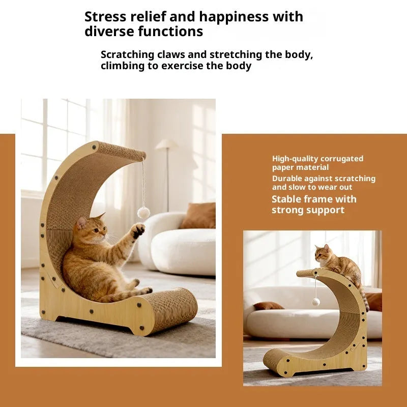 Arc-shaped corrugated paper cat scratching board nest climbing frame with replacement core, pastoral style