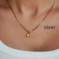 Stainless steel birthstone first letter necklace with O-ring chain, titanium steel pendant, gold or silver finish