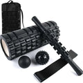 33cm black fitness foam roller massage stick on a plain background.