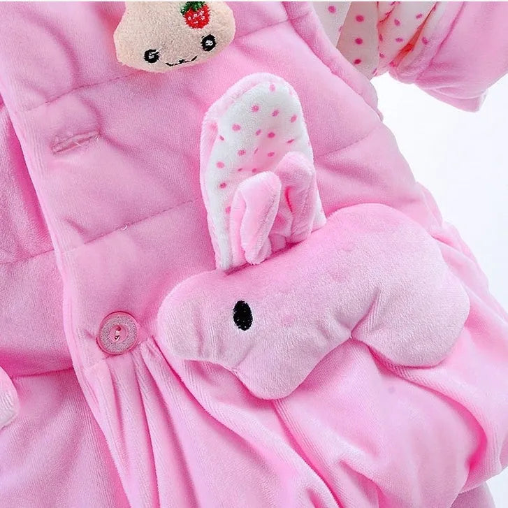Baby girls pink autumn winter three-piece clothing set with jacket, pants, and vest