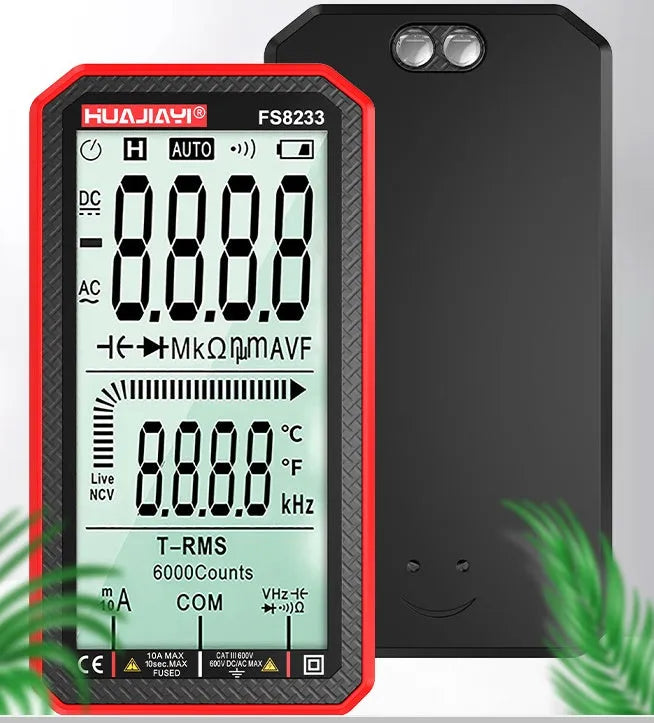 Large screen digital multimeter for electrical testing with handheld design