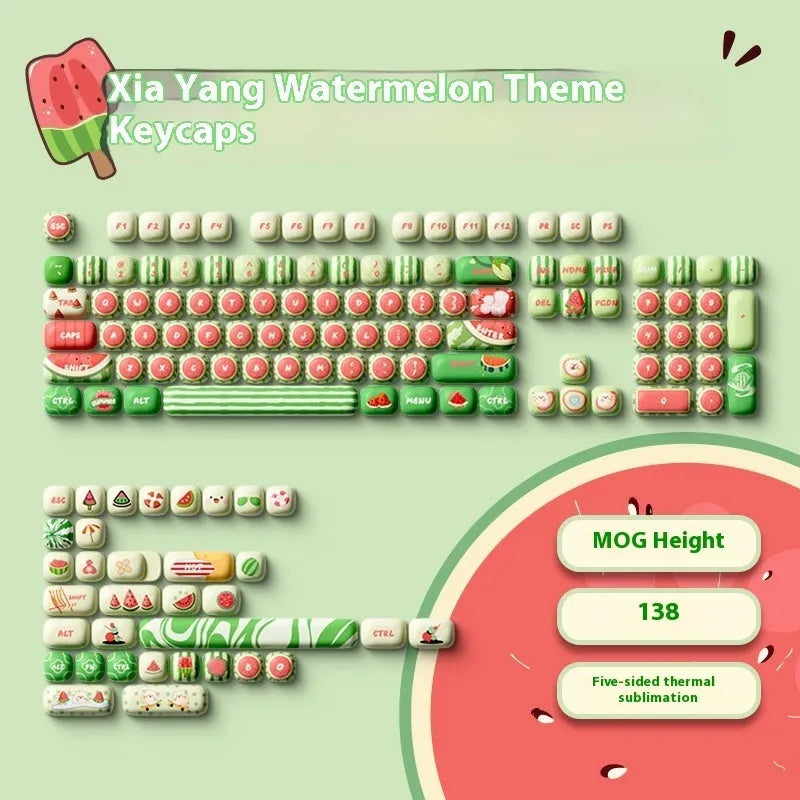 Watermelon theme mechanical keyboard key caps set with five-sided sublimation printing on PBT plastic