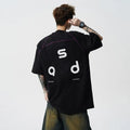 Cotton letter print short-sleeve t-shirt in loose fit with round neck collar