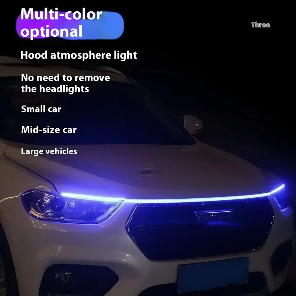12V car LED start scan streamer light strip in blue, ice blue, red or white, 1.2m to 2.4m, universal fit