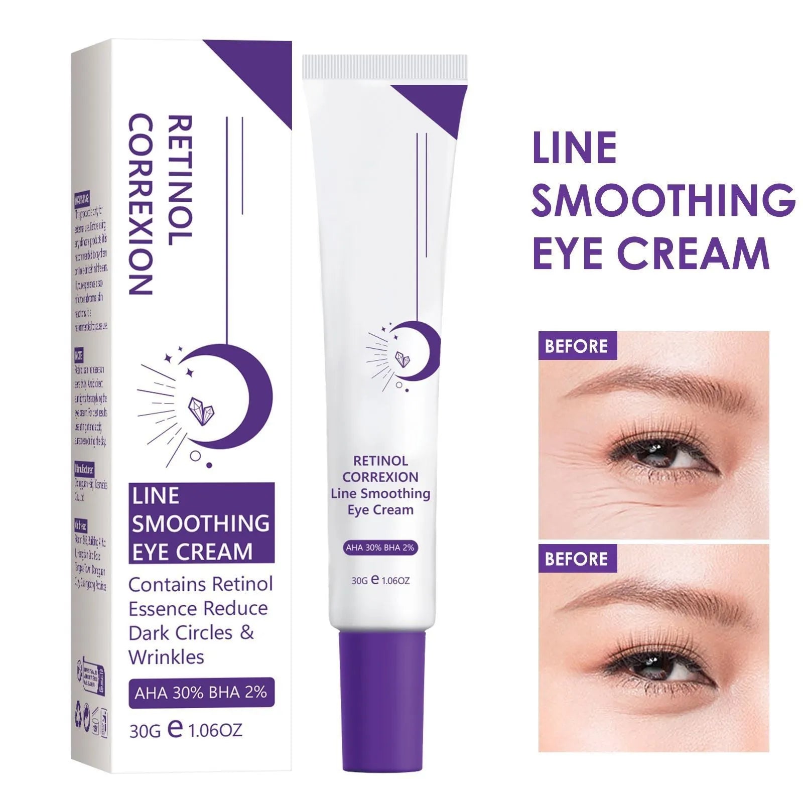 30g jar of retinol eye cream with hyaluronic acid for under-eye care