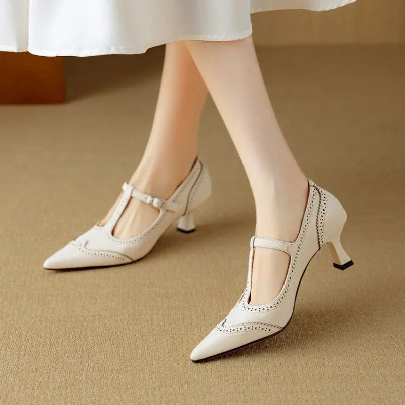 Women's black and white French vintage skull pattern stiletto heel pumps with EVA upper