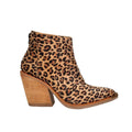 Leopard print pointed toe ankle boots for women with back zipper, high heel above 8cm and rubber sole