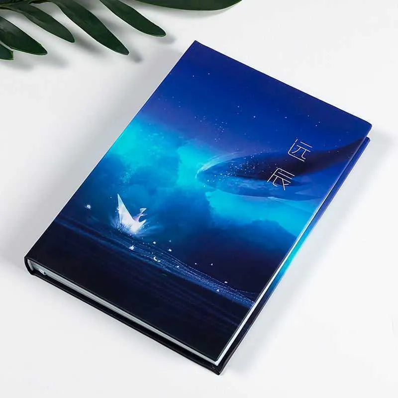 Chinese style whale colouring diary A5 hardcover notebook with colour pages and seven colour options