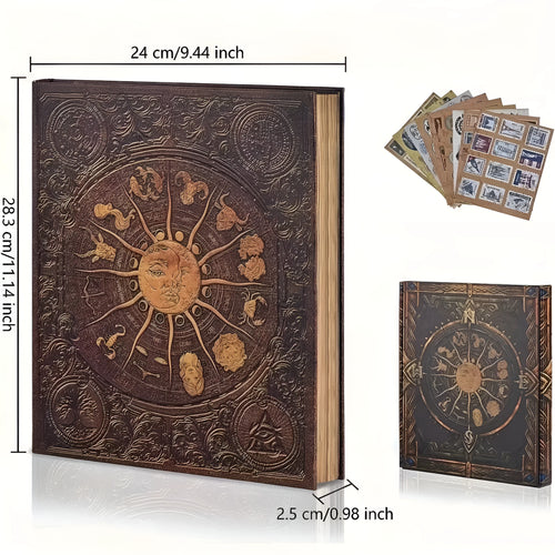 132-page DIY retro photo album with gold constellation cover and craft paper pages
