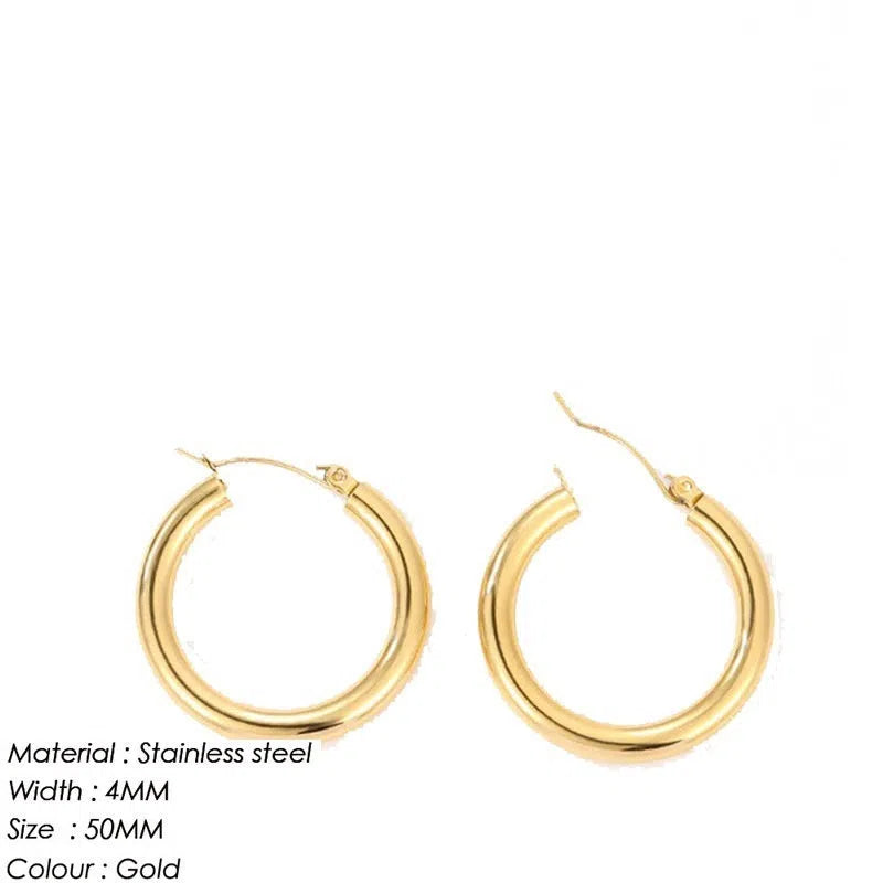 Women's stainless steel irregular twisted asymmetric earrings in gold finish