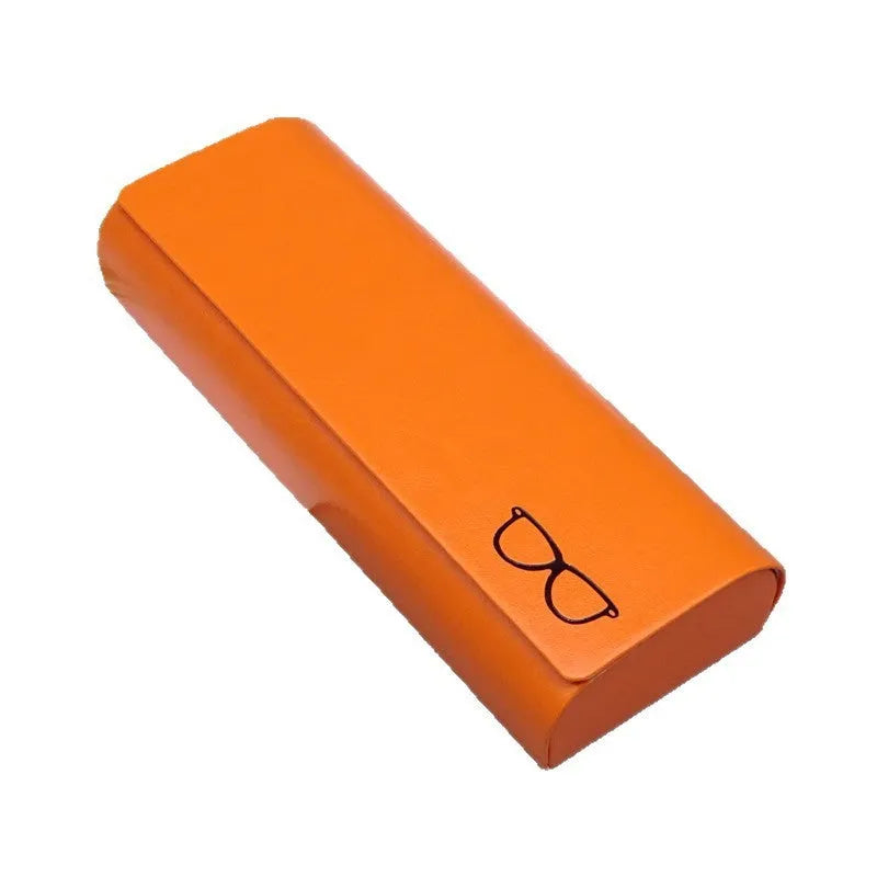 Simple high-grade leather glasses case in gray with hard shell for eyewear protection
