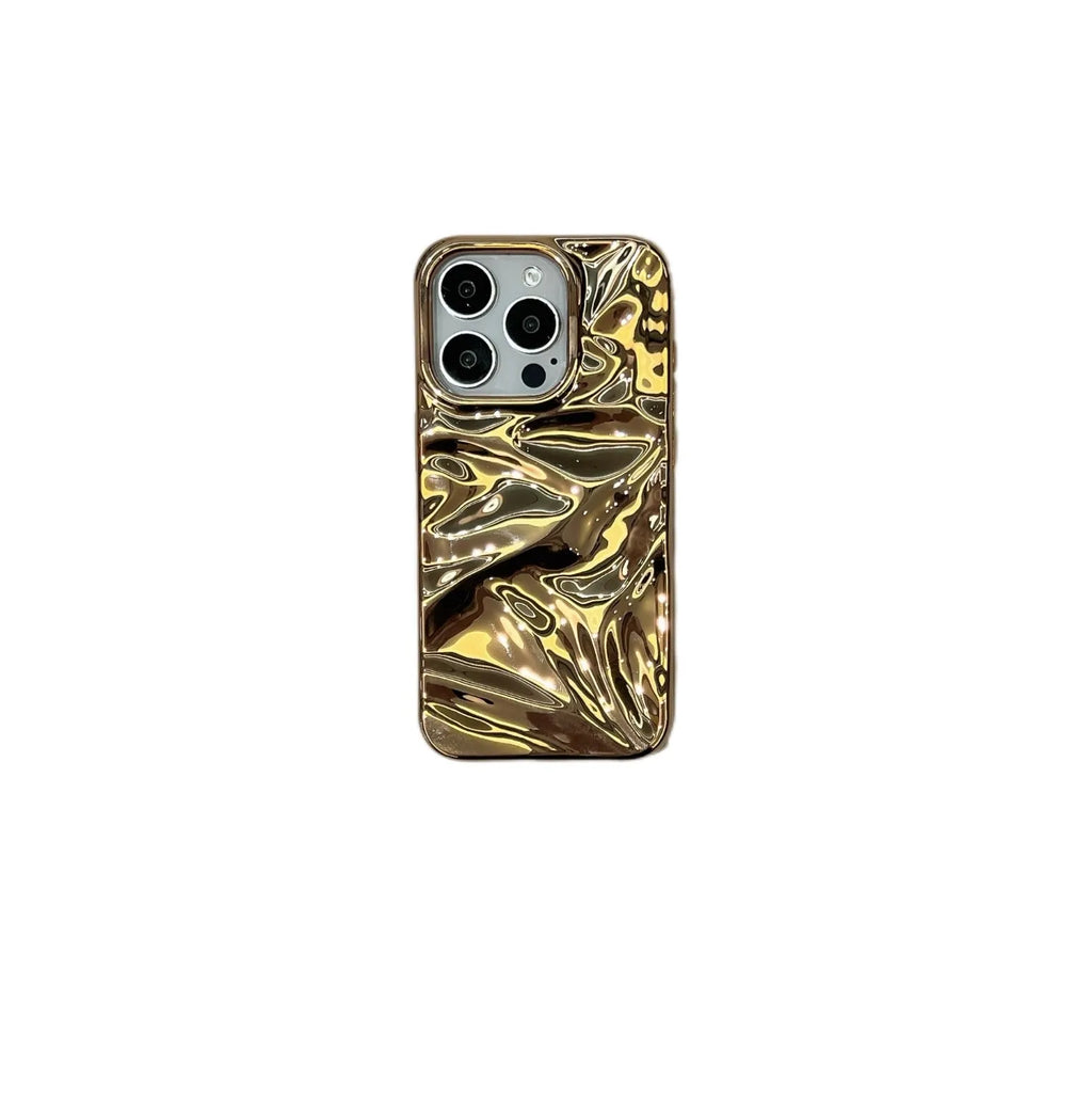 TPU electroplating three-dimensional pleated phone case in milk blue for iPhone