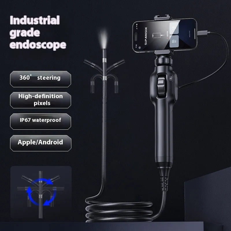 360-degree steering industrial pipeline endoscope with 8mm camera and cable