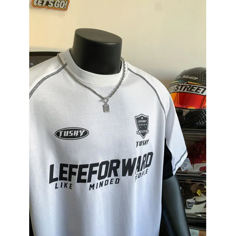Men's loose round-neck short-sleeve polyester sports t-shirt in black