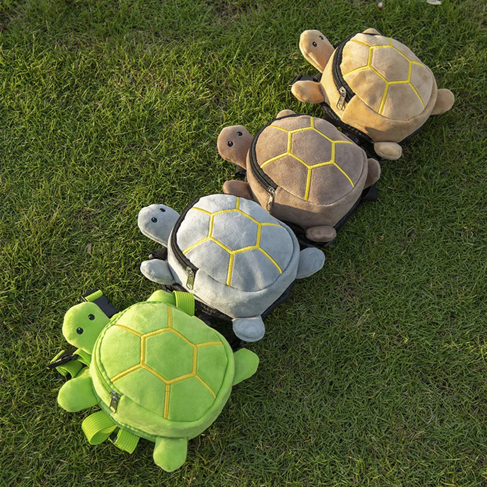 Cartoon turtle shape dog backpack harness in velvet with no-pull vest design and 20x18cm storage compartment