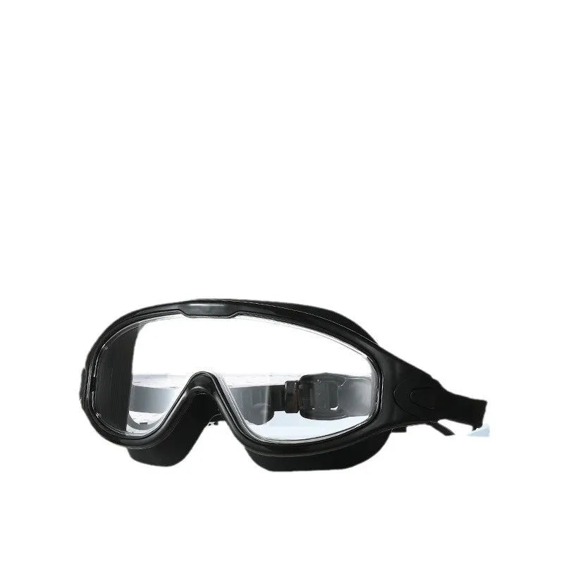 HD anti-fog large frame swimming goggles for adults, clear lenses