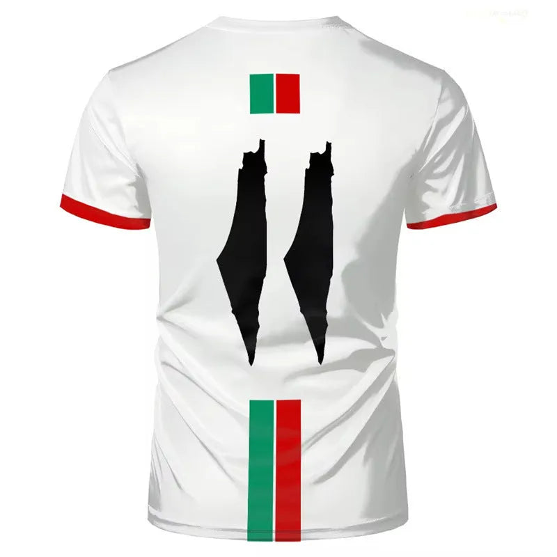 3D printed football t-shirt in black spandex fabric with raised patterns and half sleeves
