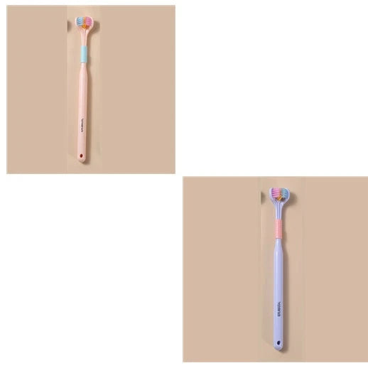 3-in-1 Soft Bristle Toothbrush with Tri-Sided Brush Head and Temperature-Responsive Bristles