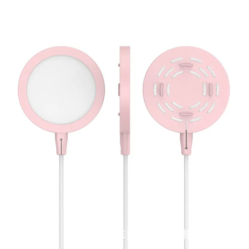 Magnetic silicone wireless charger protective cover for MagSafe in white, pink, grey, or black